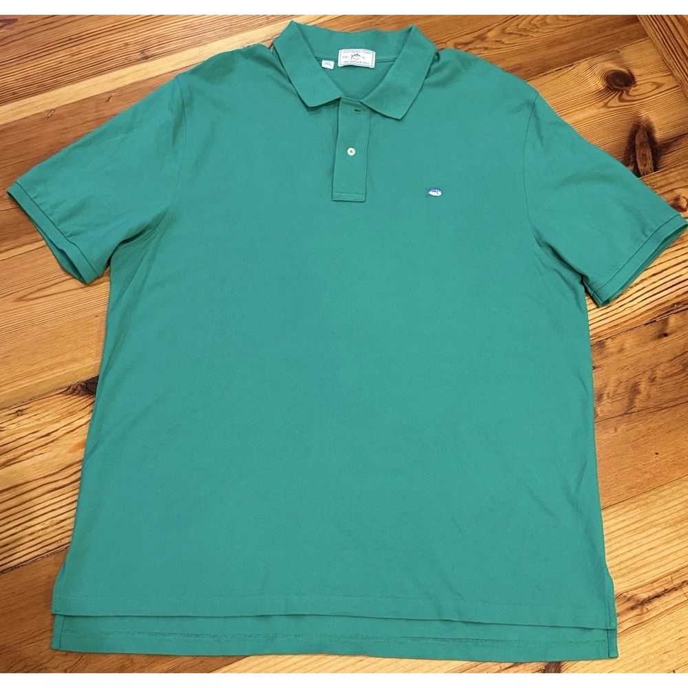 Southern Tide Skipjack Polo Shirt Mens XXL Green Cotton Stretch Fish Logo